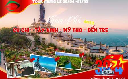 Tour Củ Chi - Tây Ninh - Mỹ Tho - Bến Tre 4 Ngày 3 Đêm Lễ 30/4-1/5 (Bay VietnamAirlines)